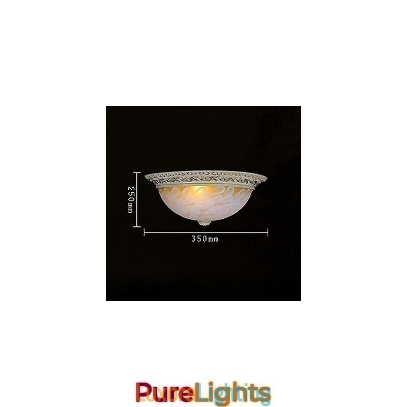 Designer Touch Decorative White Flush Mount Light Pattern Glass Resin Gold Carving European Classic