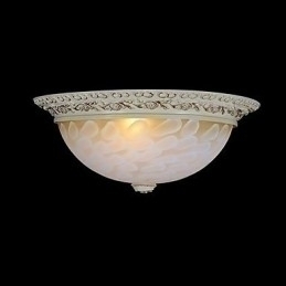 Designer Touch Decorative White Flush Mount Light Pattern Glass Resin Gold Carving European Classic