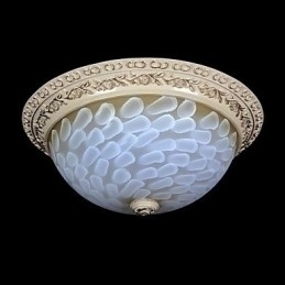Designer Touch Decorative White Flush Mount Light Pattern Glass Resin Gold Carving European Classic