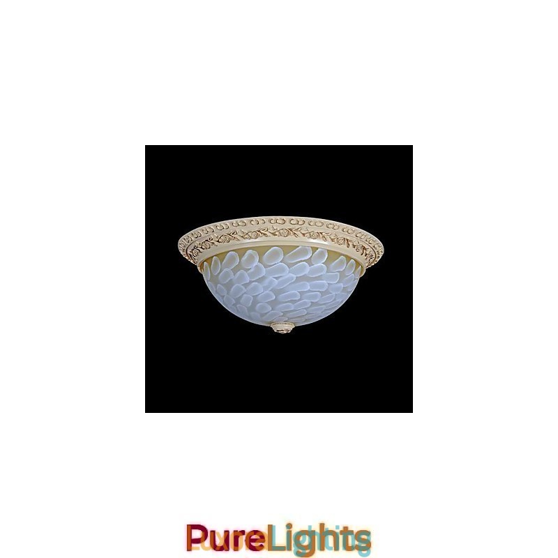 Designer Touch Decorative White Flush Mount Light Pattern Glass Resin Gold Carving European Classic