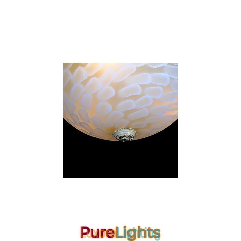 Designer Touch Decorative White Flush Mount Light Pattern Glass Resin Gold Carving European Classic