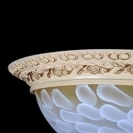 Designer Touch Decorative White Flush Mount Light Pattern Glass Resin Gold Carving European Classic