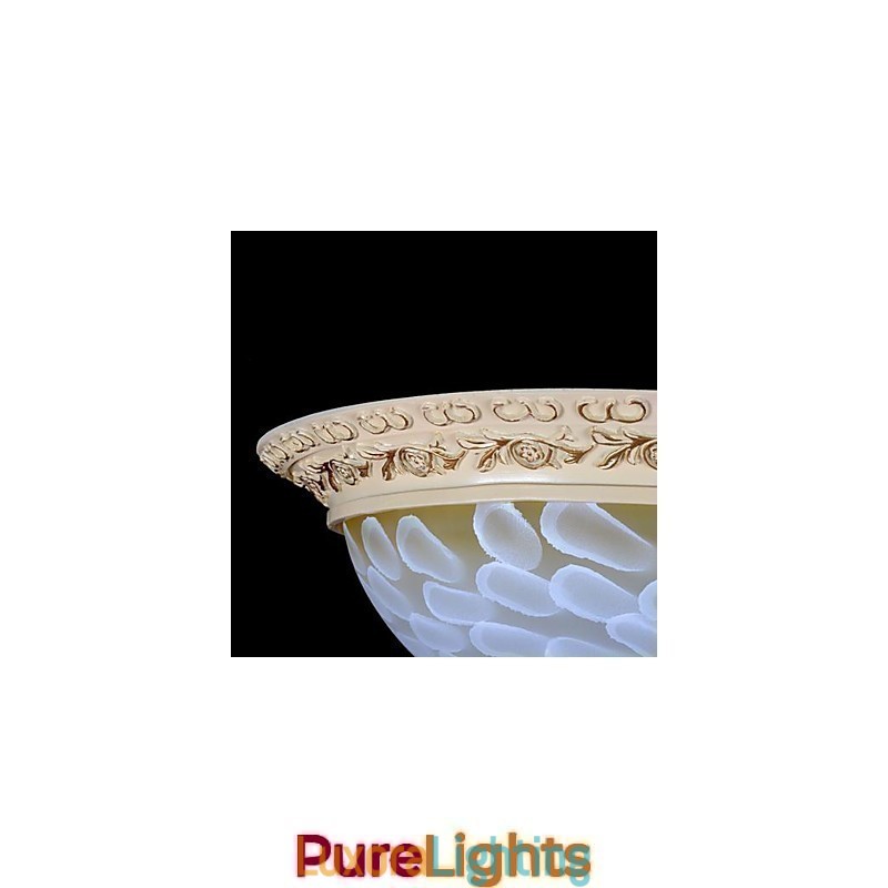 Designer Touch Decorative White Flush Mount Light Pattern Glass Resin Gold Carving European Classic
