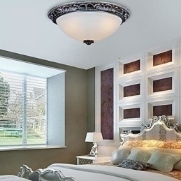 Designer Touch Decorative Flush Mount Light Glass Resin Silver Carving Retro European Classic