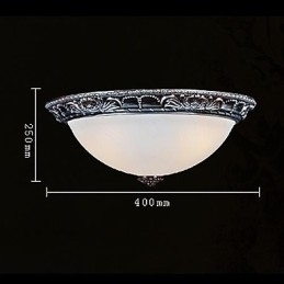 Designer Touch Decorative Flush Mount Light Glass Resin Silver Carving Retro European Classic