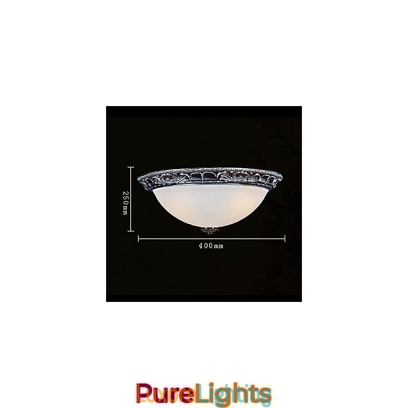 Designer Touch Decorative Flush Mount Light Glass Resin Silver Carving Retro European Classic