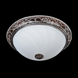 Designer Touch Decorative Flush Mount Light Glass Resin Silver Carving Retro European Classic