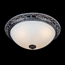 Designer Touch Decorative Flush Mount Light Glass Resin Silver Carving Retro European Classic