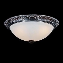 Designer Touch Decorative Flush Mount Light Glass Resin Silver Carving Retro European Classic