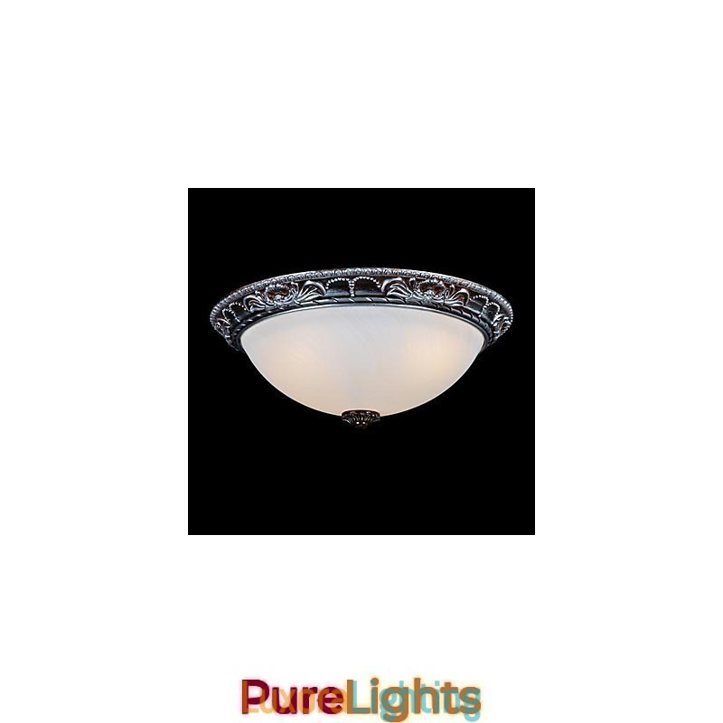 Designer Touch Decorative Flush Mount Light Glass Resin Silver Carving Retro European Classic