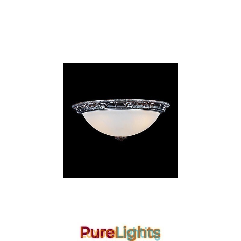 Designer Touch Decorative Flush Mount Light Glass Resin Silver Carving Retro European Classic