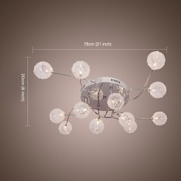 Designer Touch Decorative G4 12 light Iron Flush Mount Light with Aluminum Shades