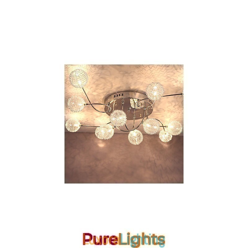 Designer Touch Decorative G4 12 light Iron Flush Mount Light with Aluminum Shades