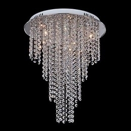 Designer Touch Decorative Crystal Flush Mount 8 Light Contemporary Metal Electroplating