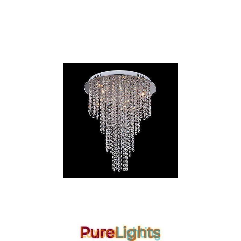Designer Touch Decorative Crystal Flush Mount 8 Light Contemporary Metal Electroplating