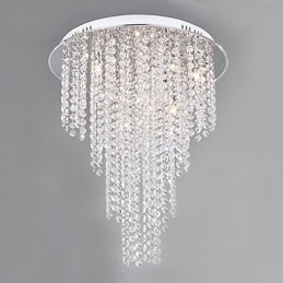 Designer Touch Decorative Crystal Flush Mount 8 Light Contemporary Metal Electroplating