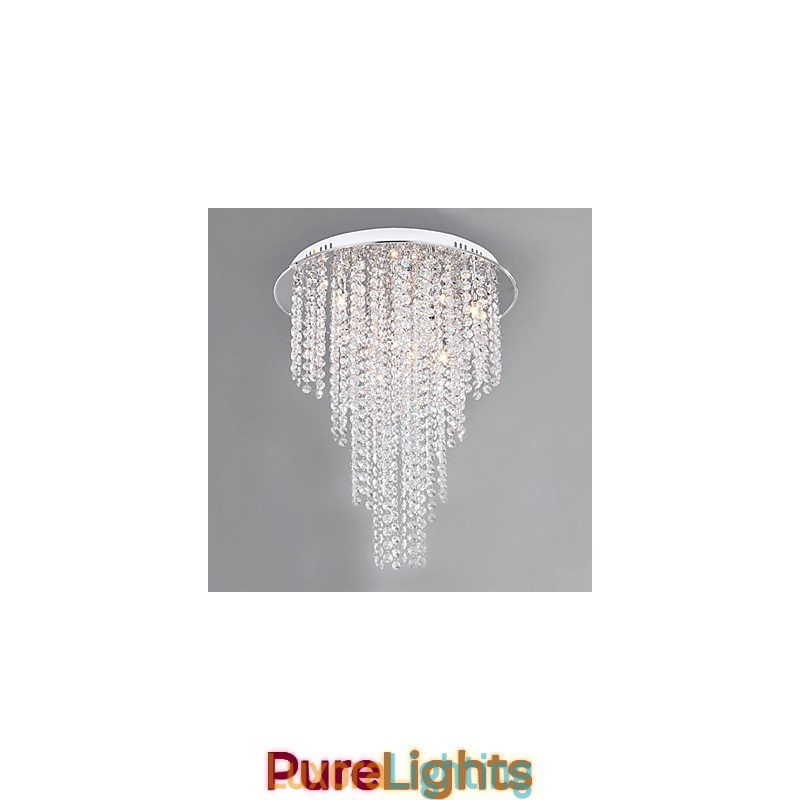 Designer Touch Decorative Crystal Flush Mount 8 Light Contemporary Metal Electroplating