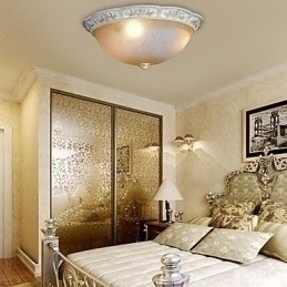 Designer Touch Decorative White Flush Mount Light Yellow White Glass Resin Pattern Carving European Classic
