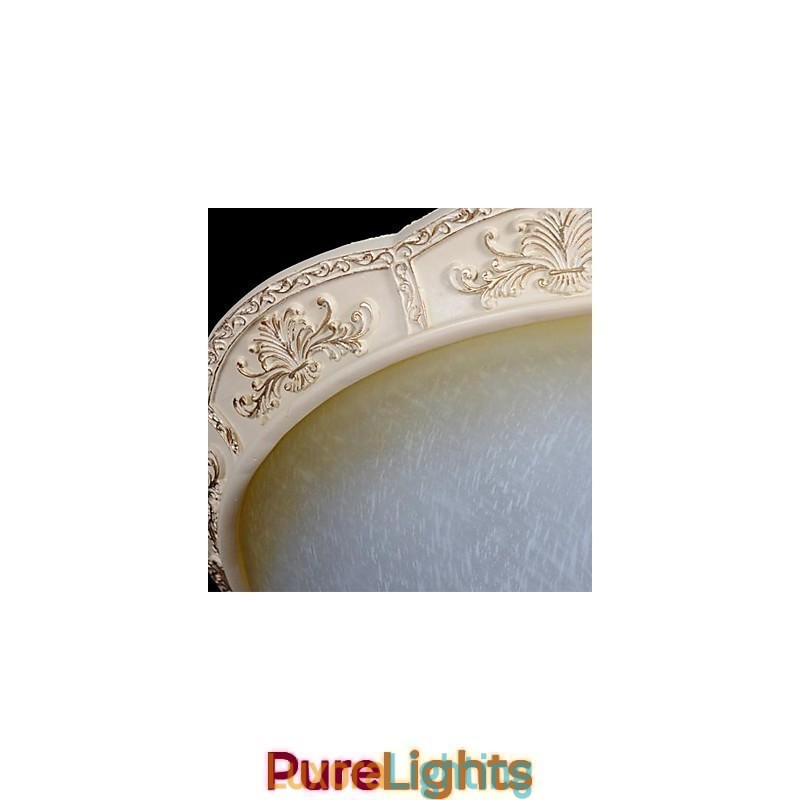 Designer Touch Decorative White Flush Mount Light Yellow White Glass Resin Pattern Carving European Classic
