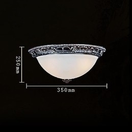 Designer Touch Decorative Flush Mount Light Glass Resin Silver Carving Retro European Classic