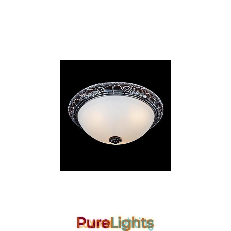 Designer Touch Decorative Flush Mount Light Glass Resin Silver Carving Retro European Classic