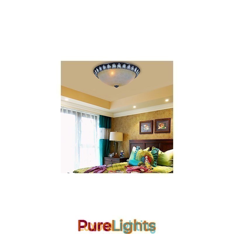 Designer Touch Decorative Flush Mount Light Pattern Glass Resin Silver Carving European Classic