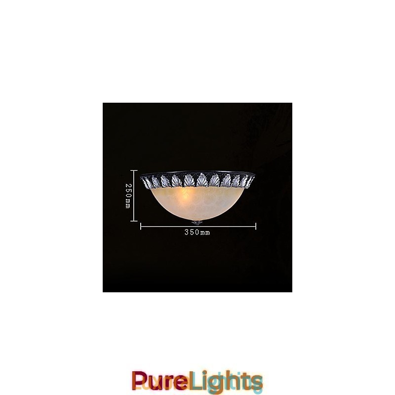 Designer Touch Decorative Flush Mount Light Pattern Glass Resin Silver Carving European Classic