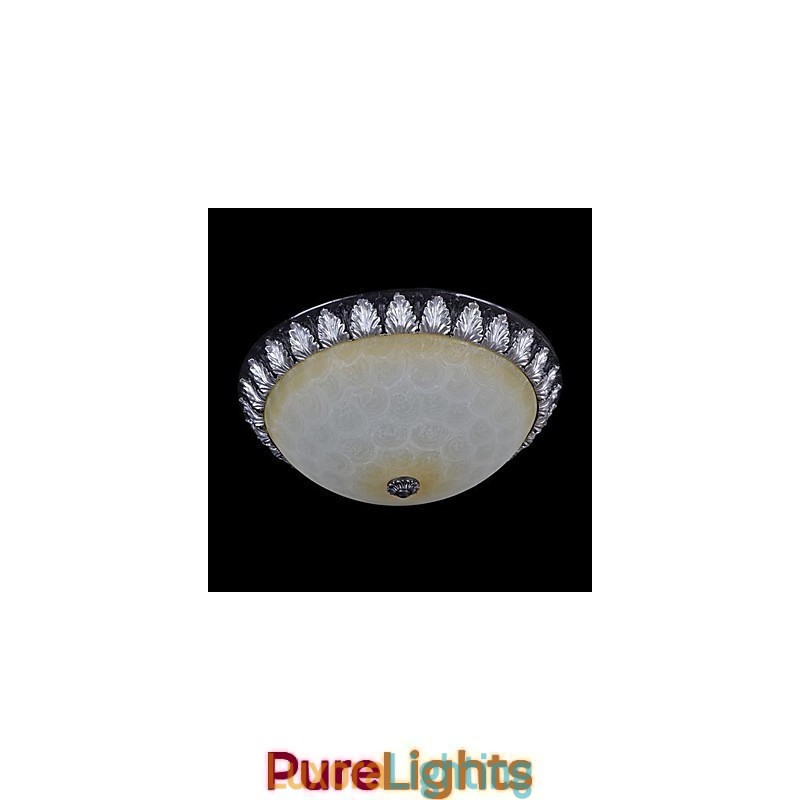 Designer Touch Decorative Flush Mount Light Pattern Glass Resin Silver Carving European Classic