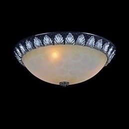 Designer Touch Decorative Flush Mount Light Pattern Glass Resin Silver Carving European Classic