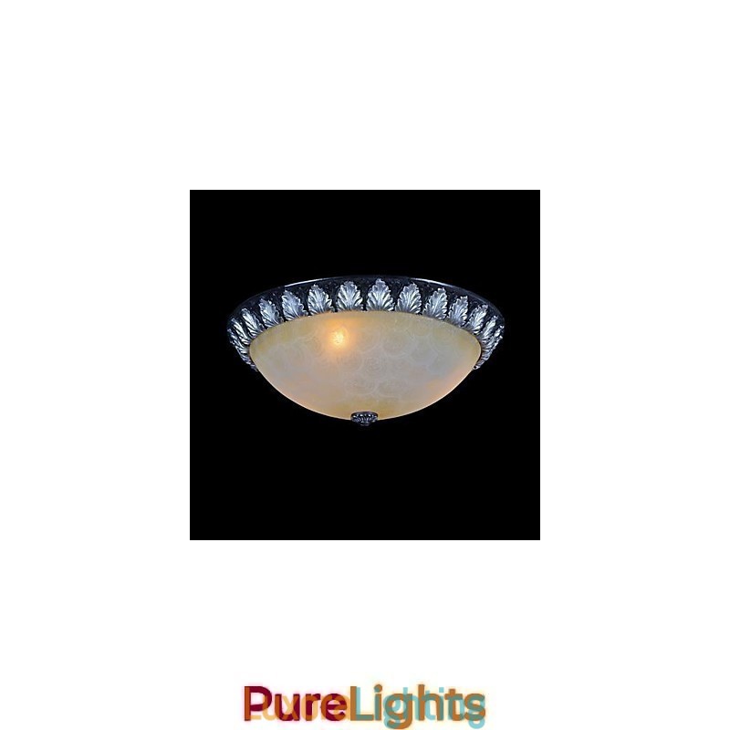 Designer Touch Decorative Flush Mount Light Pattern Glass Resin Silver Carving European Classic