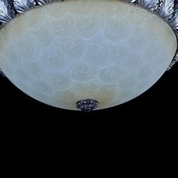 Designer Touch Decorative Flush Mount Light Pattern Glass Resin Silver Carving European Classic