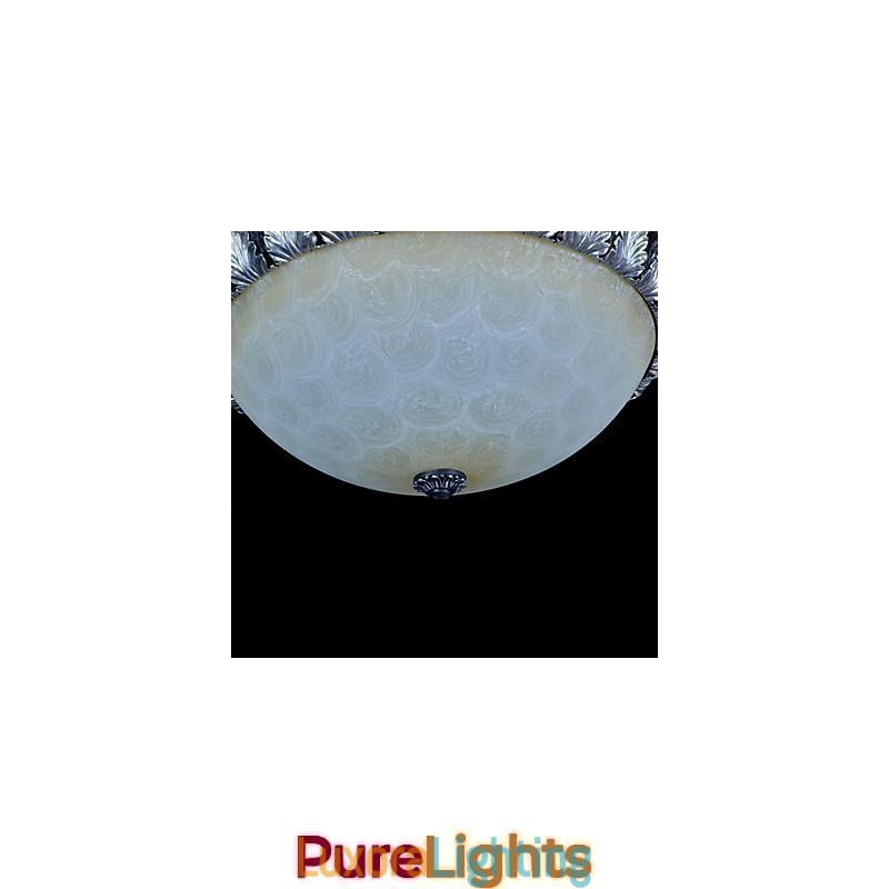 Designer Touch Decorative Flush Mount Light Pattern Glass Resin Silver Carving European Classic