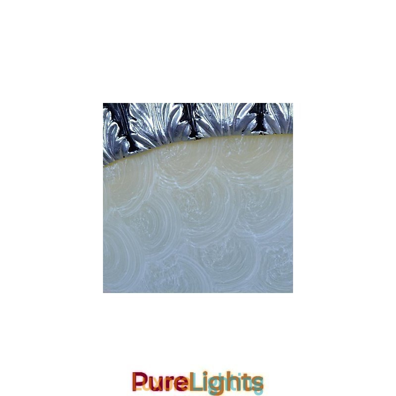 Designer Touch Decorative Flush Mount Light Pattern Glass Resin Silver Carving European Classic