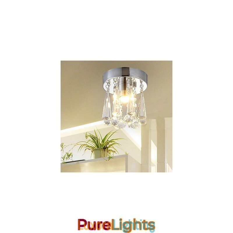 Designer Touch Decorative Modern Crystal 1 Lights Flush Mount In Crown Shape
