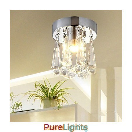 Designer Touch Decorative Modern Crystal 1 Lights Flush Mount In Crown Shape
