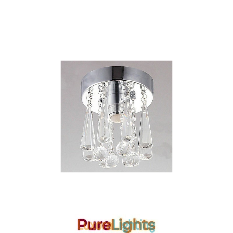 Designer Touch Decorative Modern Crystal 1 Lights Flush Mount In Crown Shape