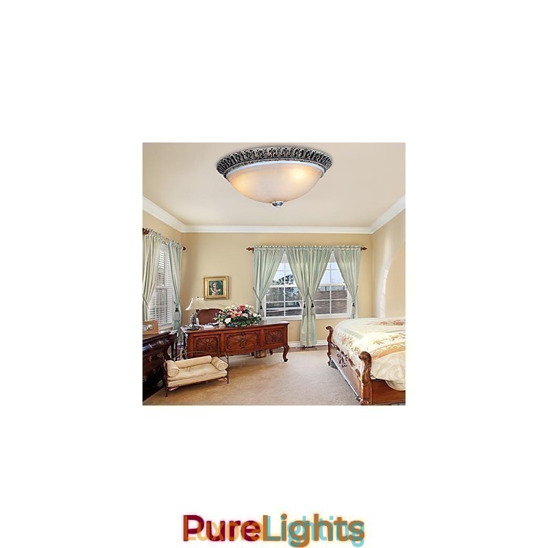 Designer Touch Decorative Dark Brown Flush Mount Light Glass Resin Pattern Carving European Classic