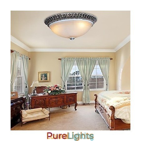 Designer Touch Decorative Dark Brown Flush Mount Light Glass Resin Pattern Carving European Classic