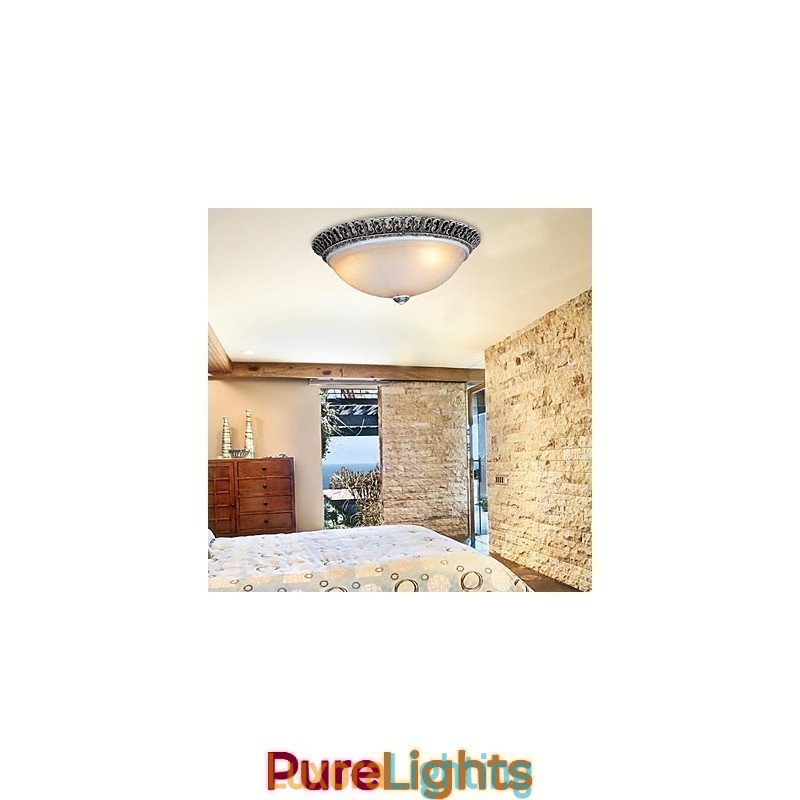 Designer Touch Decorative Dark Brown Flush Mount Light Glass Resin Pattern Carving European Classic