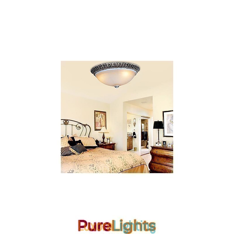 Designer Touch Decorative Dark Brown Flush Mount Light Glass Resin Pattern Carving European Classic