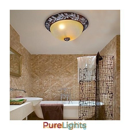 Designer Touch Decorative Flush Mount Light White Yellow Glass Resin Silver Carving European Classic