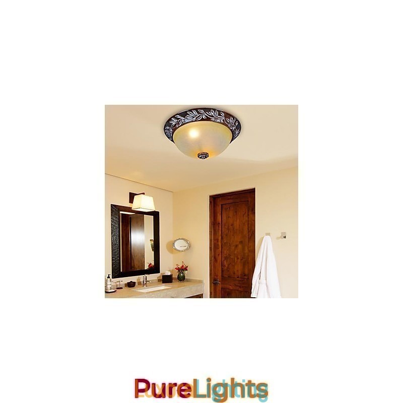 Designer Touch Decorative Flush Mount Light White Yellow Glass Resin Silver Carving European Classic