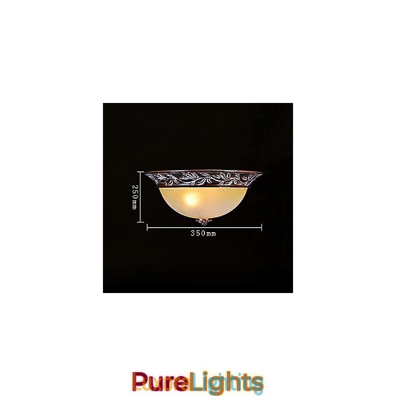 Designer Touch Decorative Flush Mount Light White Yellow Glass Resin Silver Carving European Classic