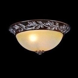 Designer Touch Decorative Flush Mount Light White Yellow Glass Resin Silver Carving European Classic