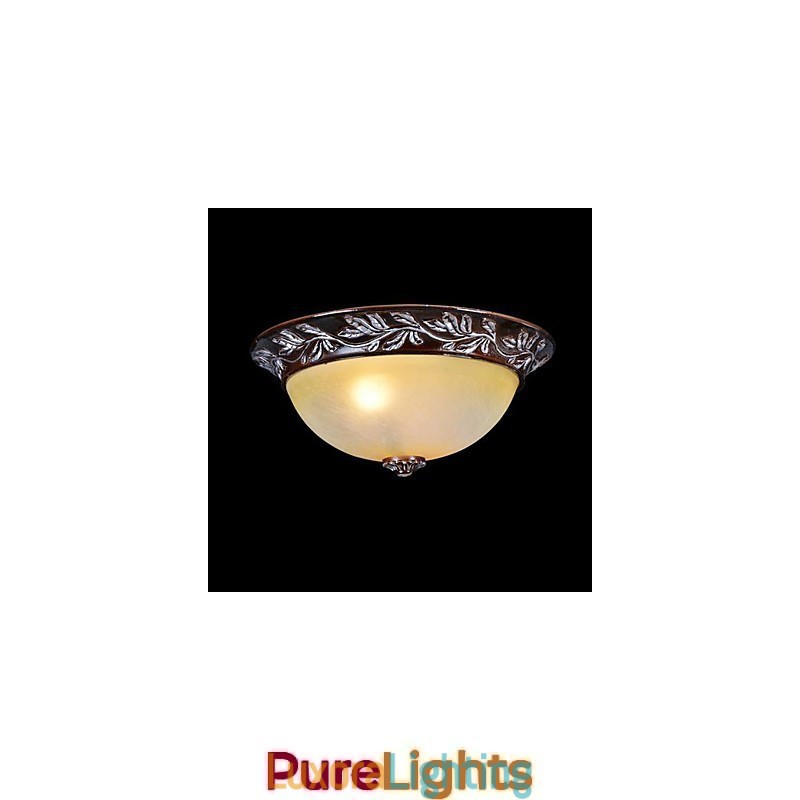 Designer Touch Decorative Flush Mount Light White Yellow Glass Resin Silver Carving European Classic