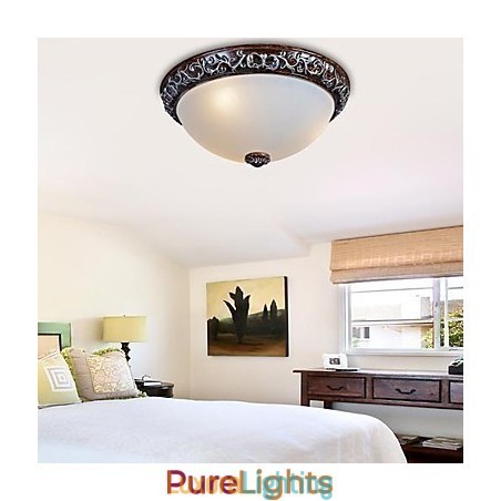 Designer Touch Decorative Flush Mount Light Glass Resin Silver Carving European Classic