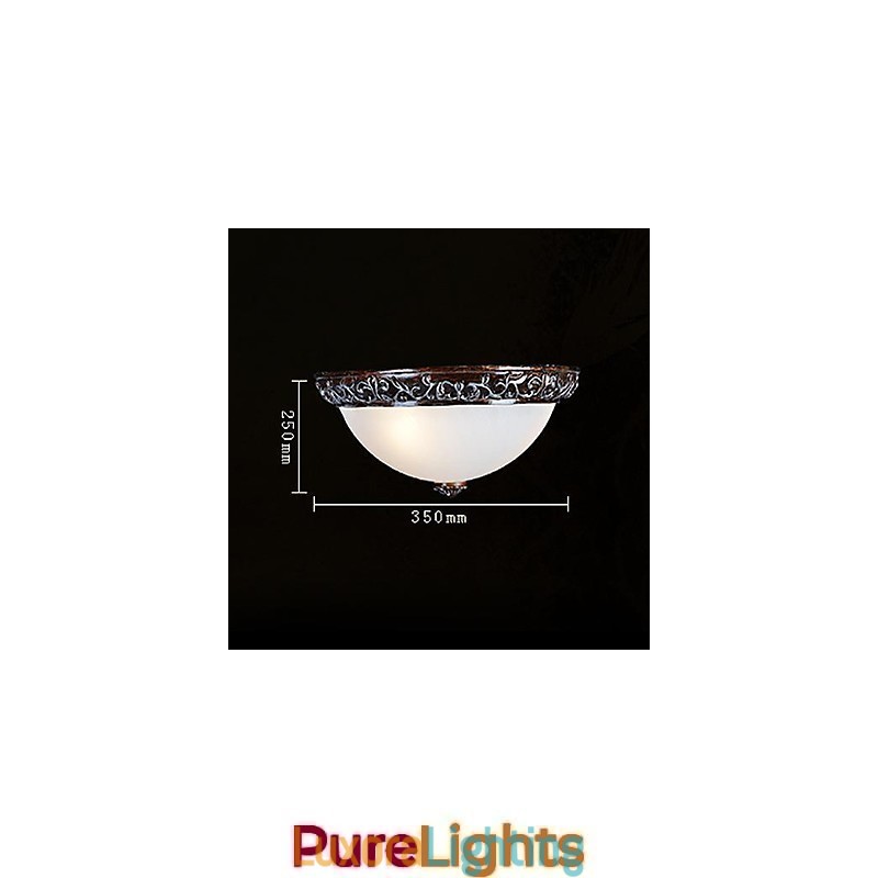Designer Touch Decorative Flush Mount Light Glass Resin Silver Carving European Classic
