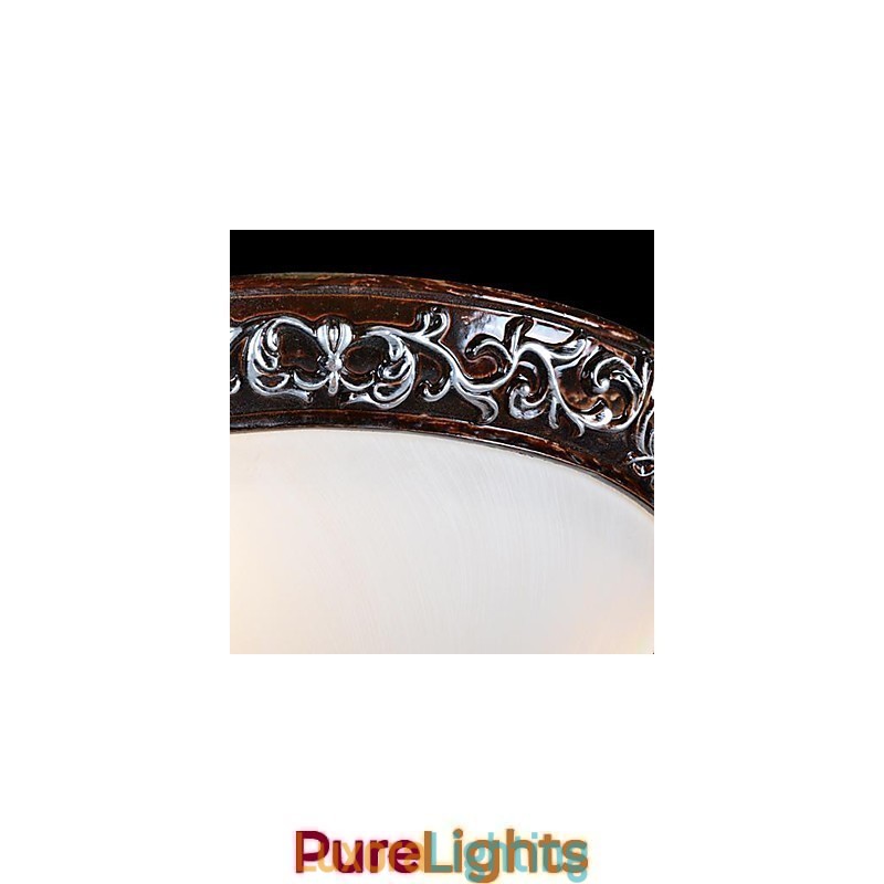 Designer Touch Decorative Flush Mount Light Glass Resin Silver Carving European Classic