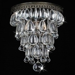 Designer Touch Decorative Crystal Flush Mount 1 Light Vintage Iron Electroplating