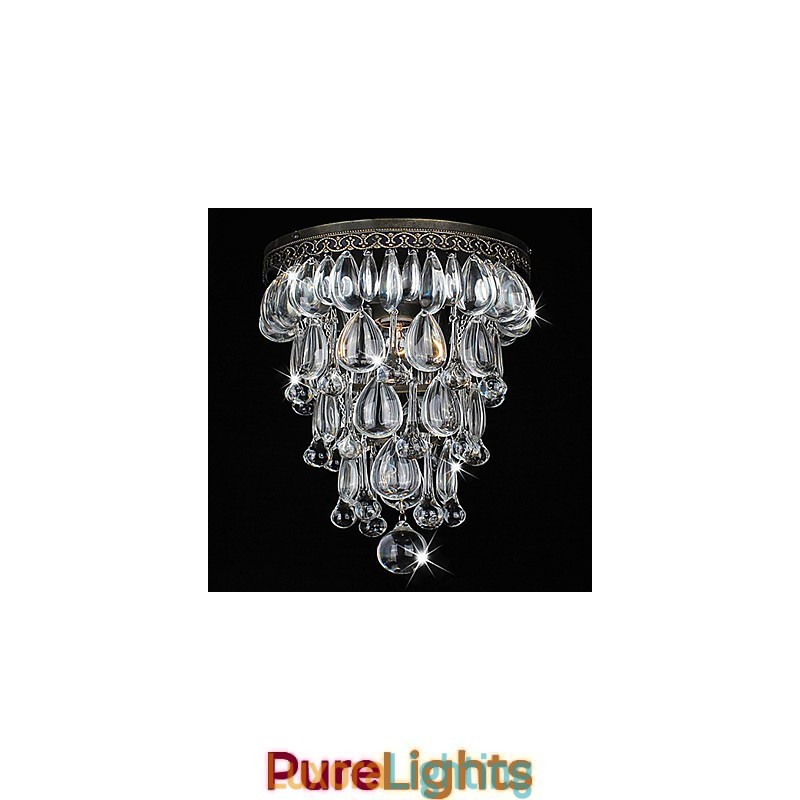 Designer Touch Decorative Crystal Flush Mount 1 Light Vintage Iron Electroplating